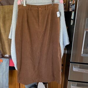 Coldwater Creek long brown Moleskin Trouser Skirt Size P14